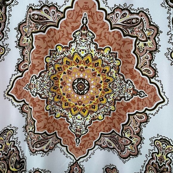 DR2 Women's Size L Mandala Print Short Sleeve Top Pink Bohemian Rolled Sleeve - Picture 3 of 9